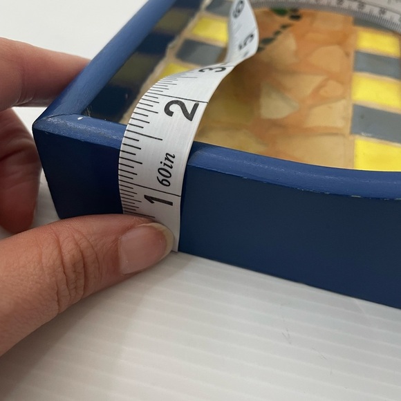 Mosaic Tile And Wooden Serving Tray Blue Colorful 16" X 11" - Picture 7 of 10